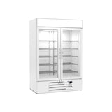 Beverage Air MMF49HC-1-W-IQ 52" two glass swing doors merchandiser freezer, front view, doors closed