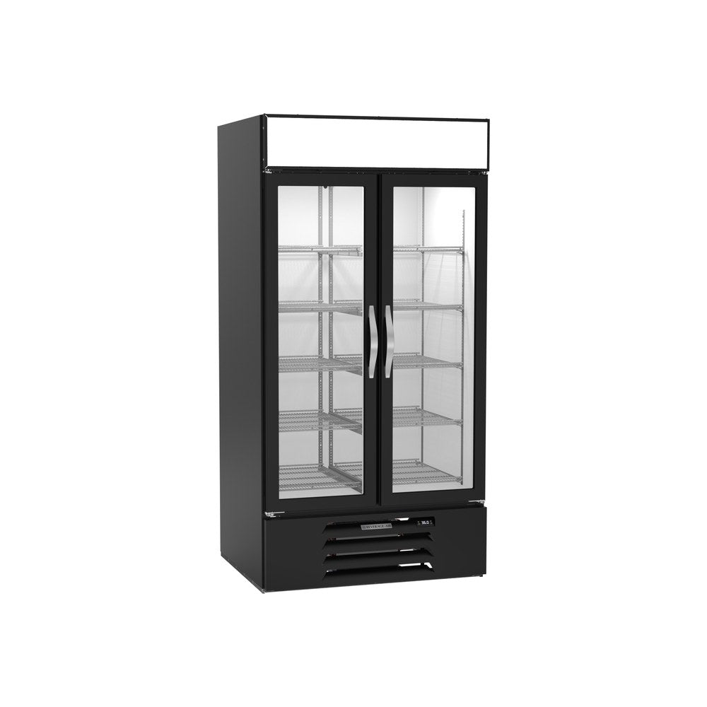Beverage Air MMR35HC-1-B 39-1/2" two glass swing doors merchandiser refrigerator, front view, doors closed