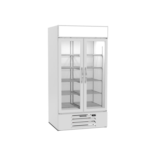 Beverage Air MMR35HC-1-W 39-1/2" two glass swing doors merchandiser refrigerator, front view, doors closed