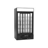 Beverage Air MMR38HC-1-B 43-1/2" two slide glass doors merchandiser refrigerator, with the doors open showing the interior