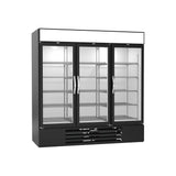 Beverage Air MMR72HC-1-B 75" three glass swing doors merchandiser refrigerator, front view, doors closed