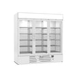 Beverage Air MMR72HC-1-W 75" three glass swing doors merchandiser refrigerator, front view, doors closed