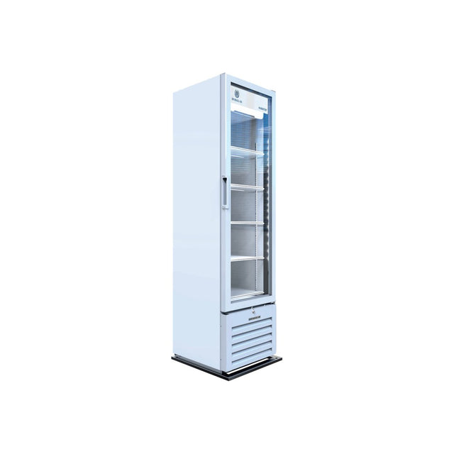 Beverage Air MT08-1H6W 18-7/8" one glass swing door merchandiser refrigerator, front view, door closed