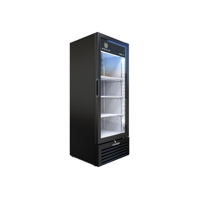 Beverage Air MT12-1B 24-7/8" one glass swing door merchandiser refrigerator, front view, door closed
