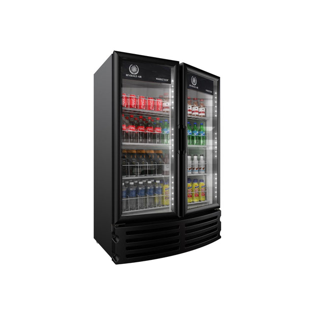 Beverage Air MT21-1B 36-1/8" two glass swing doors merchandiser refrigerator, front view, doors closed