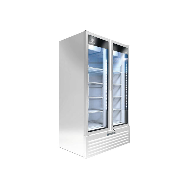 Beverage Air MT49-1W 47-1/8" two glass swing doors merchandiser refrigerator, front view, doors closed