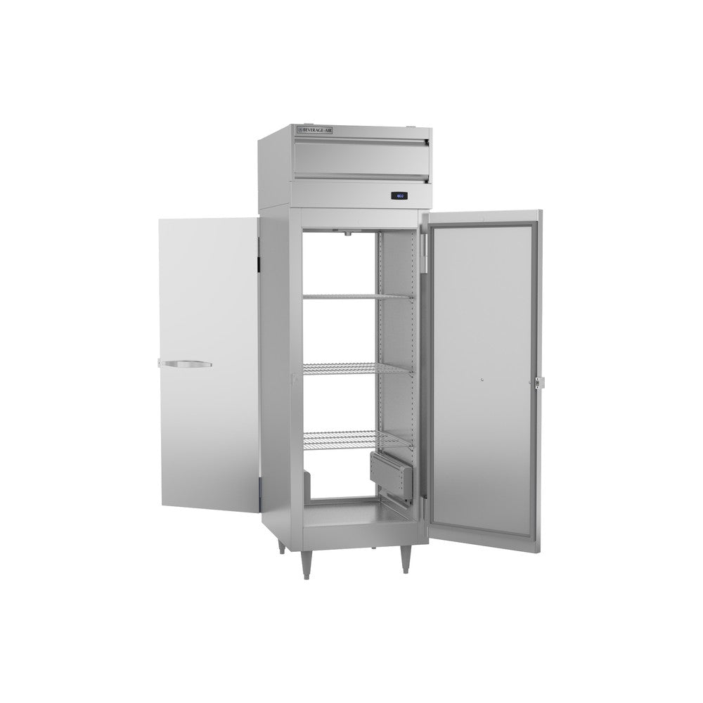 Beverage Air PH1-1S-PT pass-thru warming cabinet, front and rear doors open