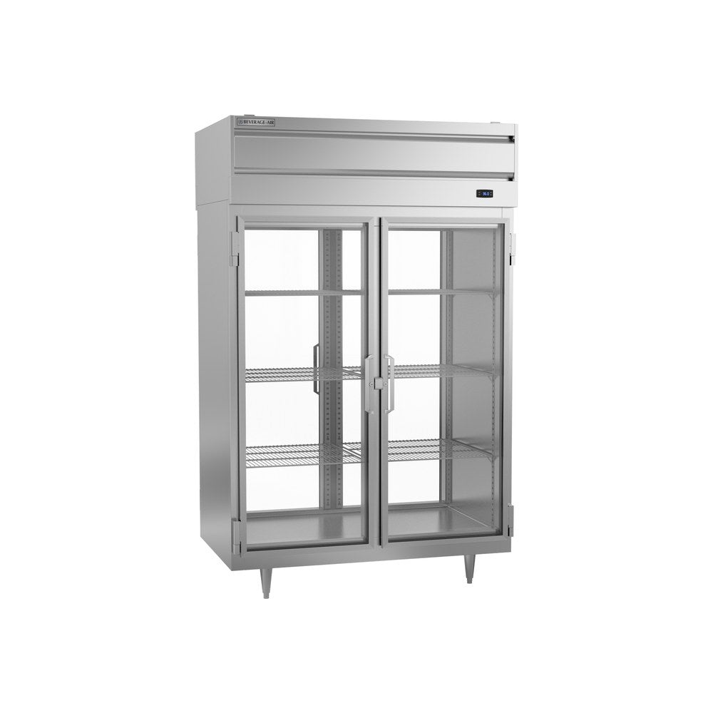 Beverage Air PRD2HC-1BG 52-1/8" two glass doors pass-thru refrigerator, front view, doors closed