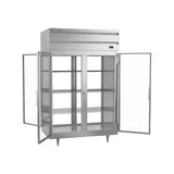 Beverage Air PRD2HC-1BG 52-1/8" two glass doors pass-thru refrigerator, with the doors open showing the interior