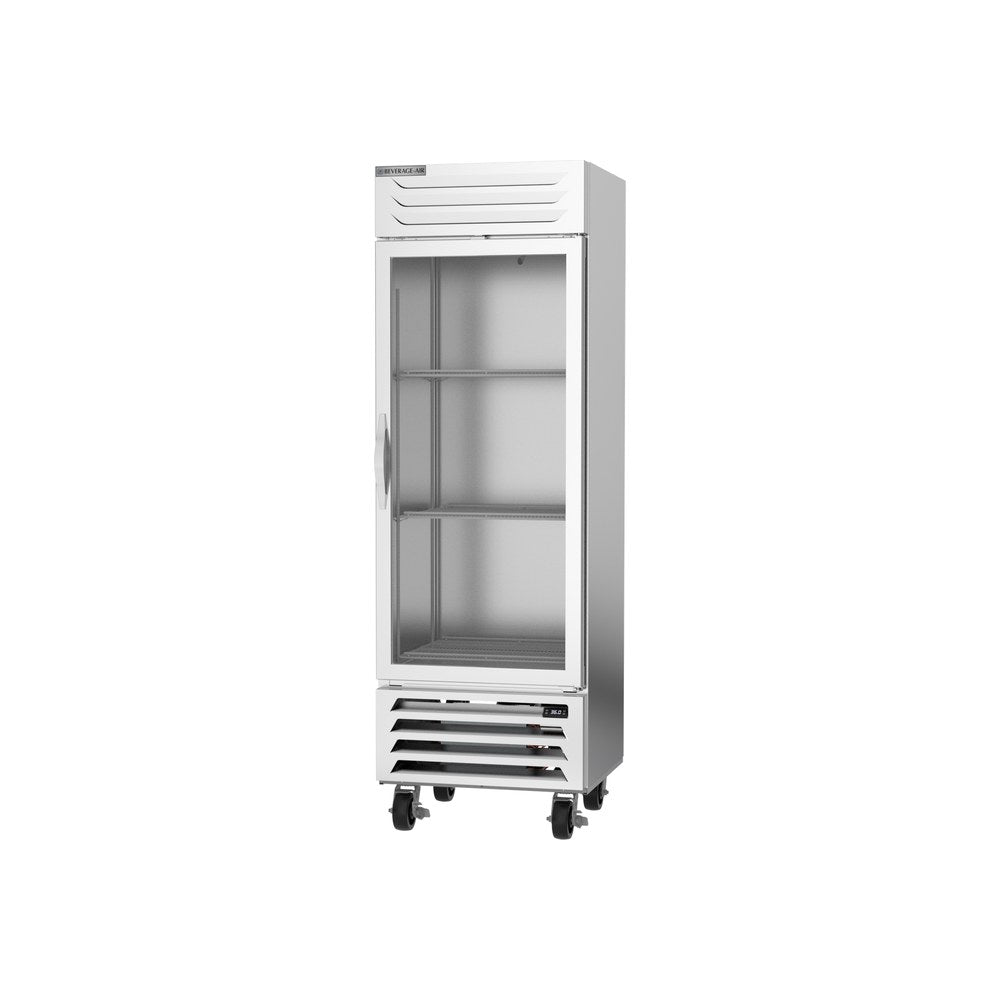 Beverage Air RB19HC-1G 27-1/4" one glass door reach-in refrigerator, side angle view, door closed