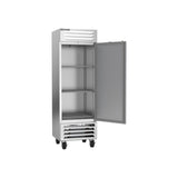 Beverage Air RB19HC-1S 27-1/4" one solid door reach-in refrigerator, with the door open showing the interior