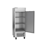 Beverage Air RB27HC-1S 30" one solid door reach-in refrigerator, with the door open showing the interior