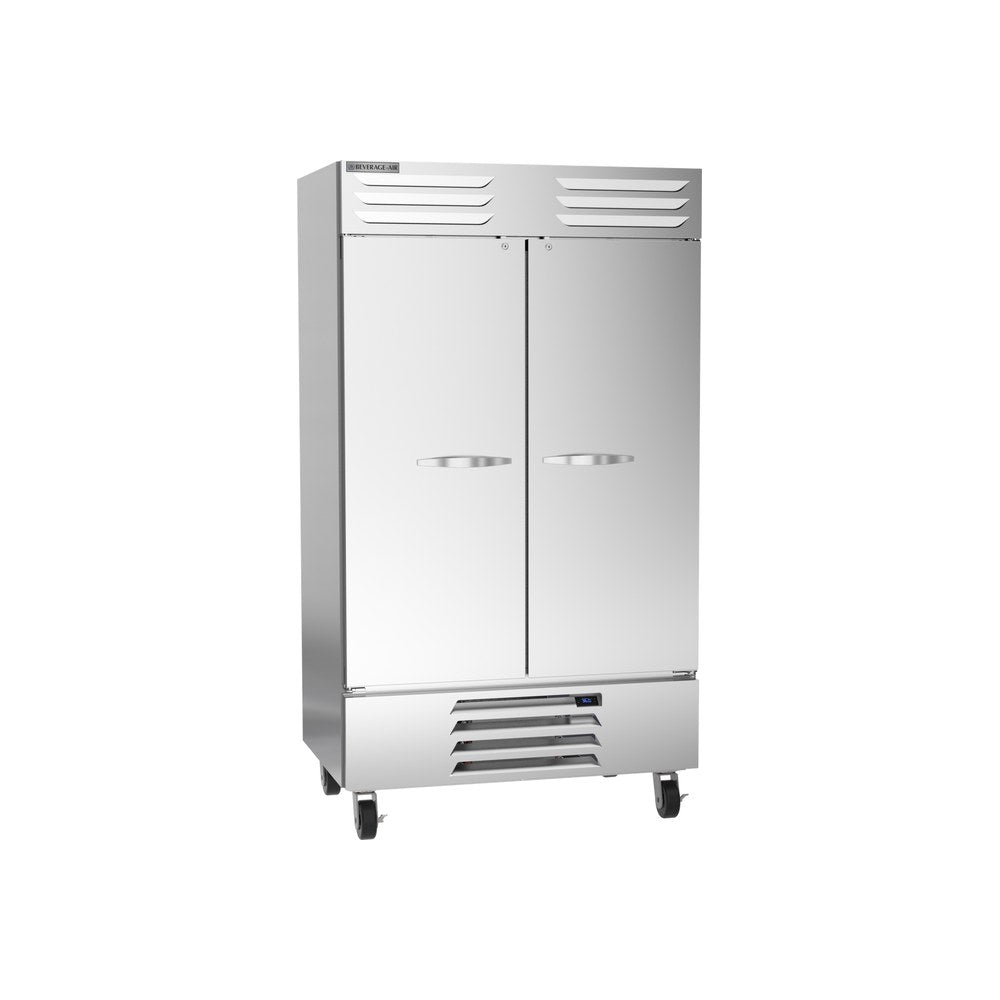 Beverage Air RB44HC-1S 47" two solid doors reach-in refrigerator, front view, doors closed