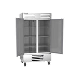 Beverage Air RB44HC-1S 47" two solid doors reach-in refrigerator, with the doors open showing the interior