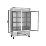 Beverage Air RB49HC-1G 52" two glass doors reach-in refrigerator, with the doors open showing the interior