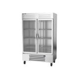Beverage Air RB49HC-1G 52" two glass doors reach-in refrigerator, side angle view, doors closed
