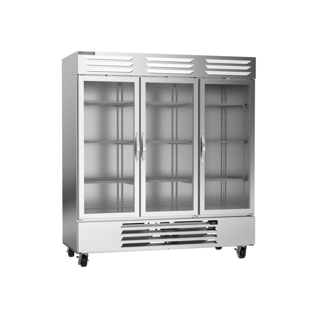 Beverage Air RB72HC-1G 75" three glass doors reach-in refrigerator, front view, doors closed