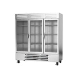 Beverage Air RB72HC-1G 75" three glass doors reach-in refrigerator, side angle view, doors closed