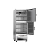 Beverage Air RI18HC-HS 27-1/4" two half solid doors reach-in refrigerator, with the doors open showing the interior