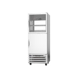 Beverage Air RID18HC-HGS 27-1/4" one half glass door and one half solid door pass-thru refrigerator, side angle view, doors closed