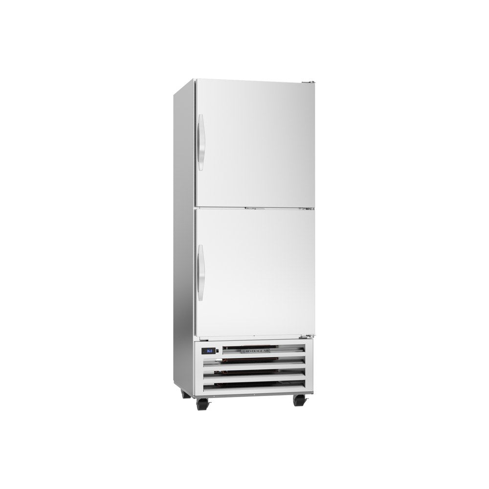 Beverage Air RID18HC-HS 27-1/4" two half solid doors pass-thru refrigerator, front view, doors closed