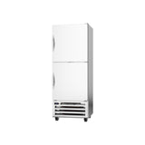 Beverage Air RID18HC-HS 27-1/4" two half solid doors pass-thru refrigerator, side angle view, doors closed