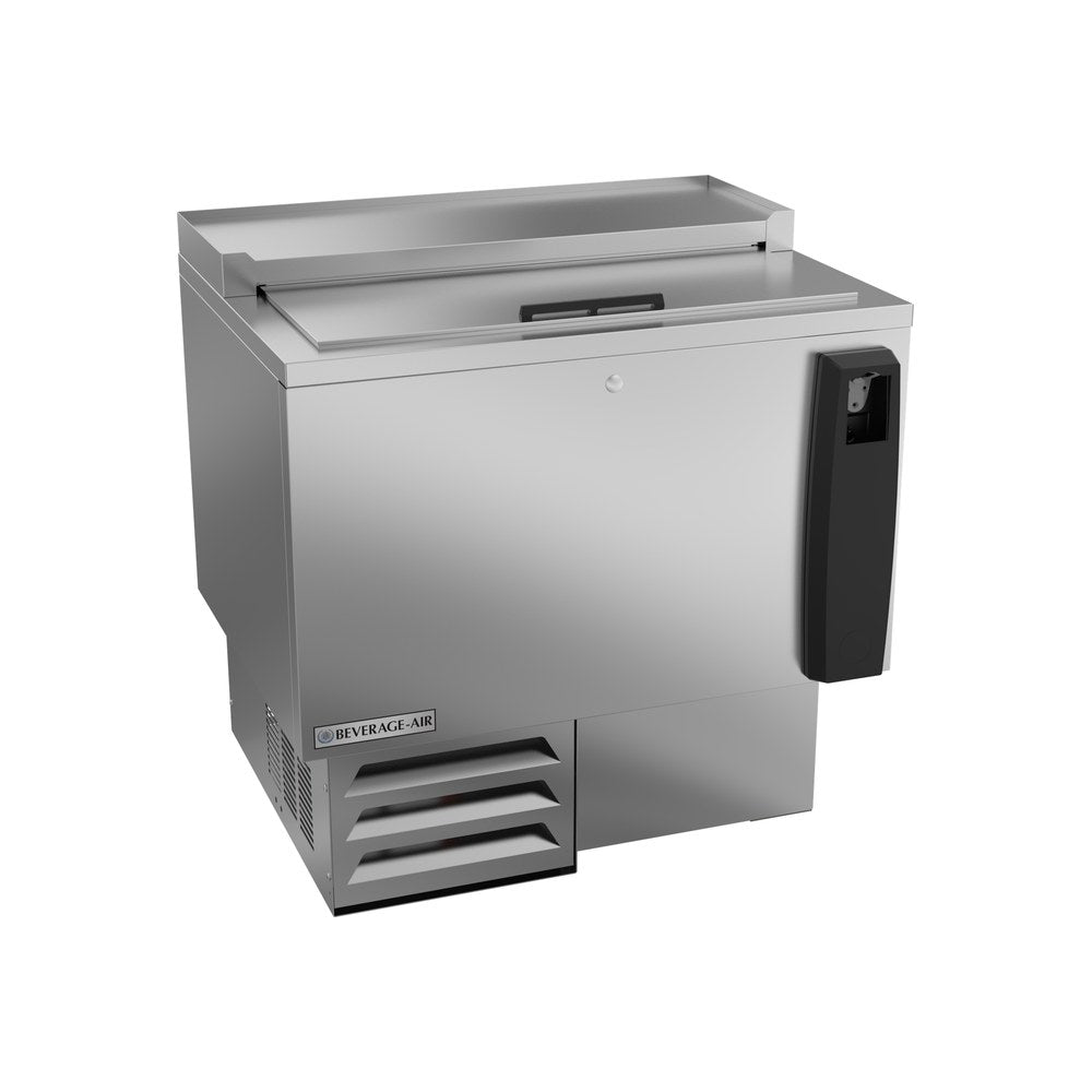 Beverage Air SF34HC-S 34" bottle cooler, front view, lids closed