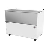 Beverage Air SM49HC-W 49" one door milk cooler, side angle view, door closed