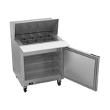 Beverage Air SPE32HC-12M 32" one door sandwich prep table, with the door open showing the interior