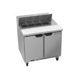 Beverage Air SPE36HC-08 36" two doors sandwich prep table, front view, doors closed