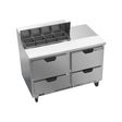 Beverage Air SPED48HC-08-4 48" four drawers sandwich prep table, front view, door closed