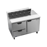 Beverage Air SPED48HC-10-2 48" one door and two drawers sandwich prep table, front view, door closed
