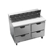 Beverage Air SPED48HC-12-4 48" four drawers sandwich prep table, front view, door closed