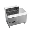 Beverage Air SPED48HC-12M-2 48" one door and two drawers sandwich prep table, front view, door closed