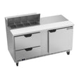 Beverage Air SPED60HC-08-2 60" one door and two drawers sandwich prep table, front view, door closed