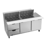 Beverage Air SPED72HC-24M-2 72" two doors and two drawers sandwich prep table, front view, doors closed
