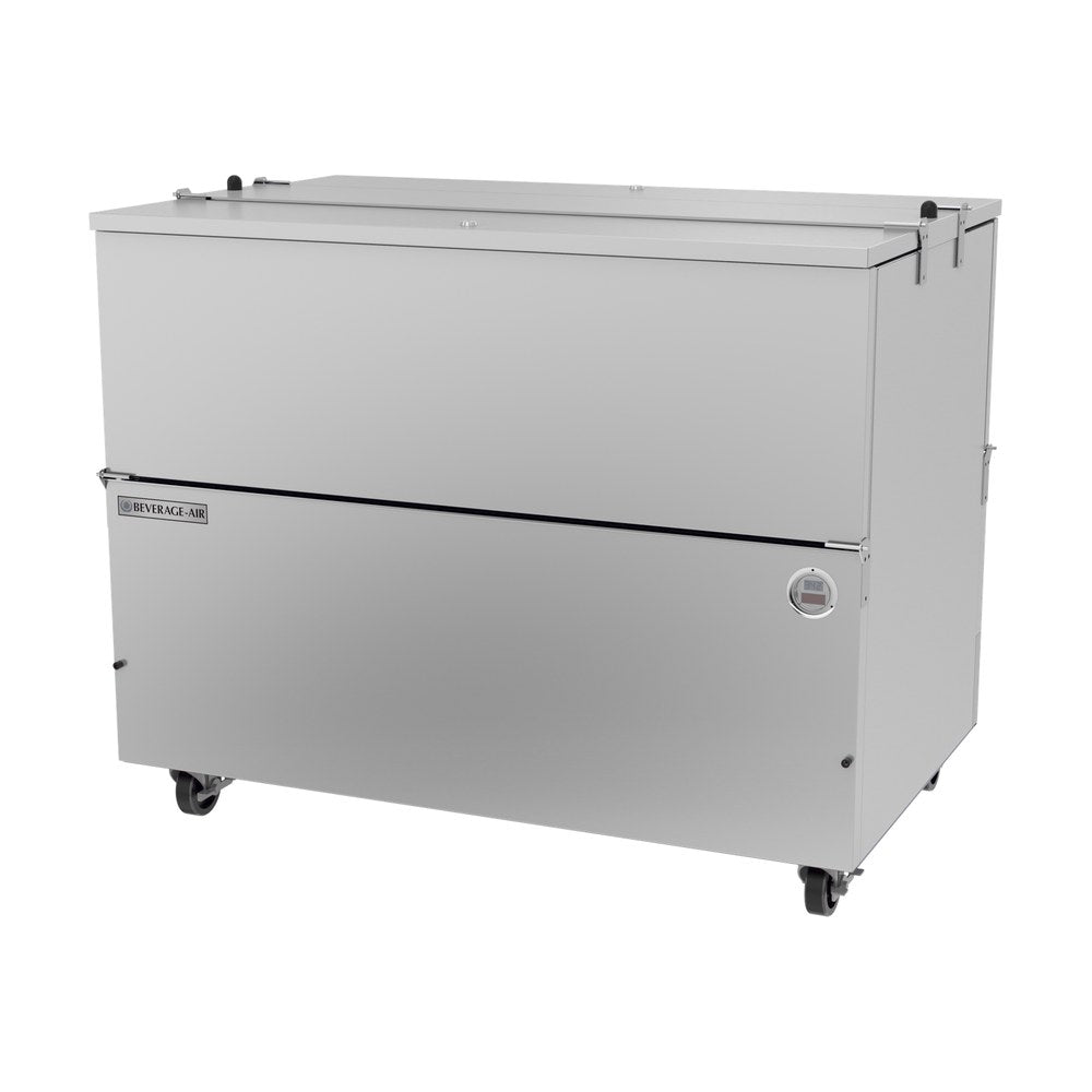 Beverage Air ST49HC-S 49" two doors milk cooler, side angle view, doors closed