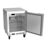 Beverage Air UCF24AHC 24" one solid door undercounter freezer, with the door open showing the interior