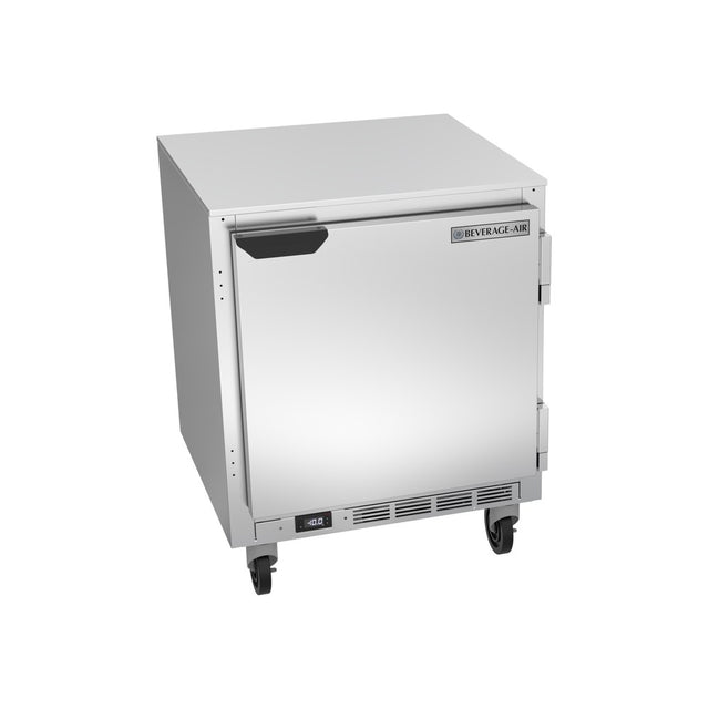 Beverage Air UCF27HC 27" one solid door undercounter freezer, front view, door closed