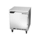 Beverage Air UCF27HC 27" one solid door undercounter freezer, side angle view, door closed