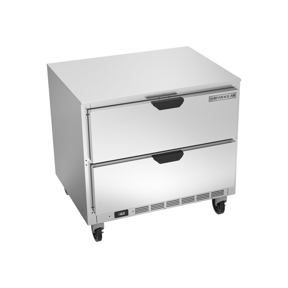 Beverage Air UCFD36AHC-2 36" two drawers undercounter freezer, front view, door closed
