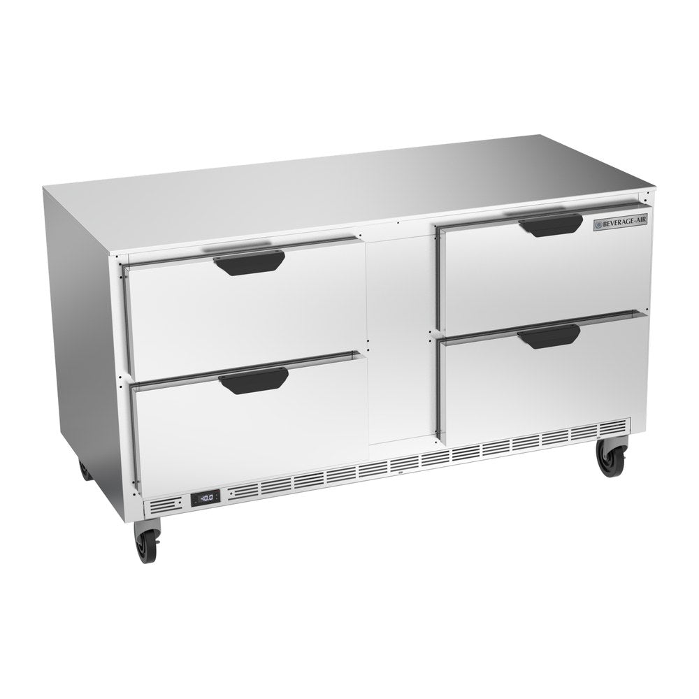 Beverage Air UCFD60AHC-4 60" four drawers undercounter freezer, front view, door closed