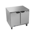 Beverage Air UCR36AHC 36" two solid doors undercounter refrigerator, front view, doors closed
