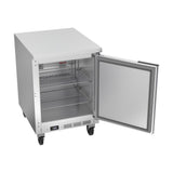 Beverage Air WTF24AHC-FLT 24" one solid door worktop freezer, with the door open showing the interior