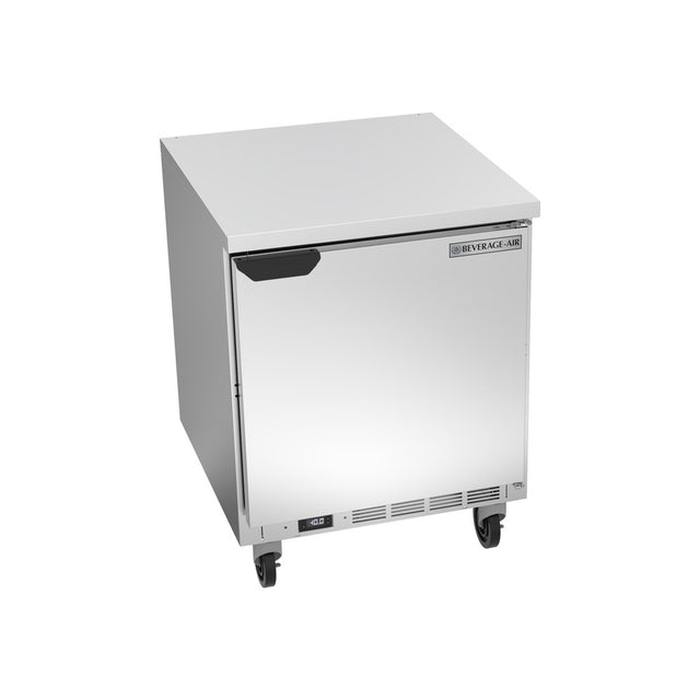 Beverage Air WTF27AHC-FLT 27" one solid door worktop freezer, front view, door closed