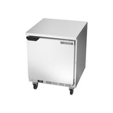 Beverage Air WTF27AHC-FLT 27" one solid door worktop freezer, side angle view, door closed