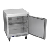 Beverage Air WTF27HC-FLT 27" one solid door worktop freezer, with the door open showing the interior