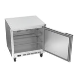 Beverage Air WTF32AHC-FLT 32" one solid door worktop freezer, with the door open showing the interior