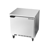 Beverage Air WTF32AHC-FLT 32" one solid door worktop freezer, side angle view, door closed