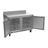 Beverage Air WTF48AHC 48" two solid doors worktop freezer, with the doors open showing the interior